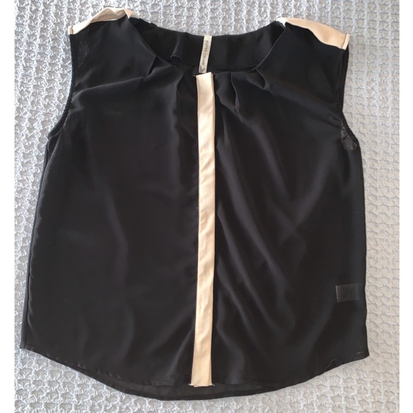 Paper Crane Tops - Paper Crane Black Contrast Stripe Sleeveless Top